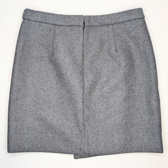 J. Crew gray wool blend faux wrap sequined mini skirt holiday back zip size 00 - Picture 4 of 9